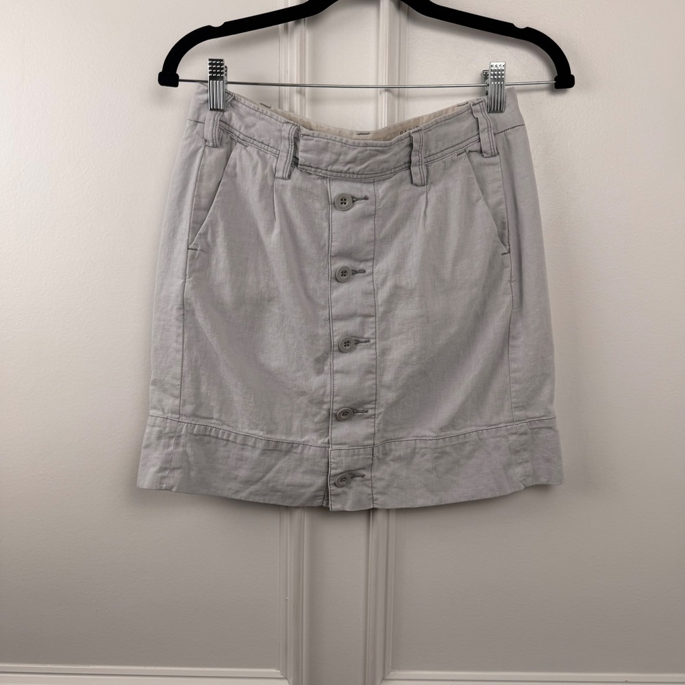 Paper Boy Grey Linen Blend Button Front‎ Utility Mini Skirt Size 2